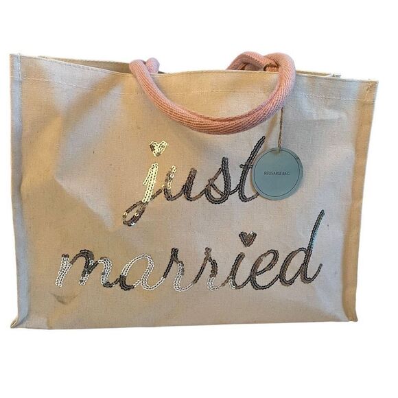 NWT Just Married Cynthia Rowley Sequin Canvas Tote - Picture 1 of 7
